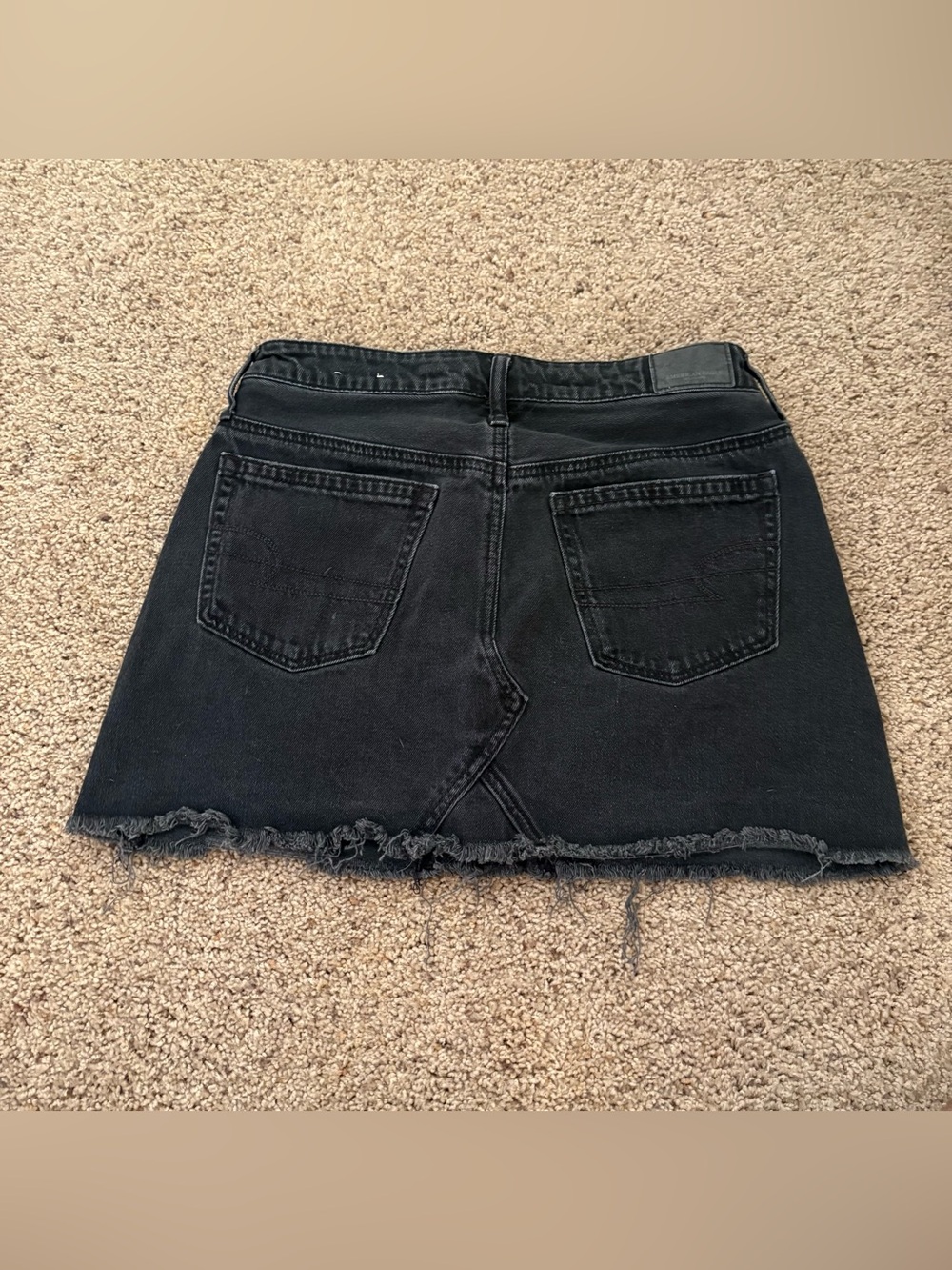 American Outfitters black Denim Mini Skirt Raw Hem women’s 4 - Picture 2 of 8